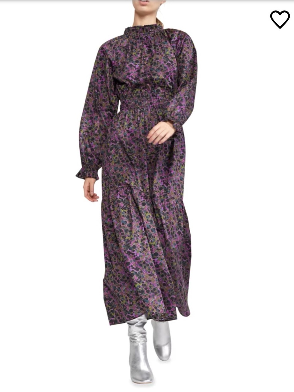 Cynthia Rowley Purple Floral High-Neck Long Sleeve Maxi Dress! MODEST! LIKE NEW!